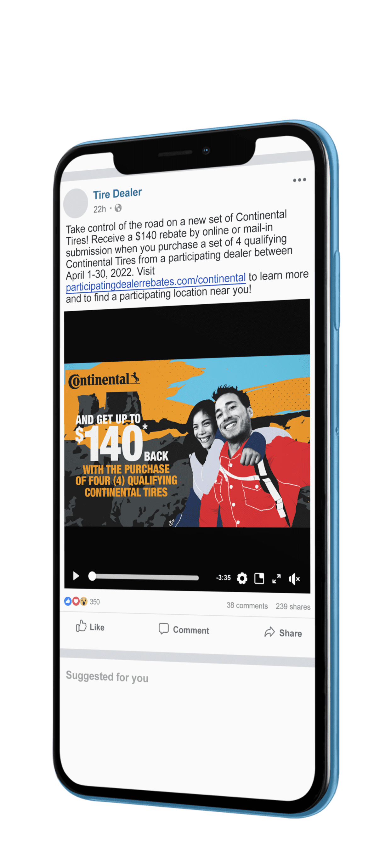 iPhone mockup of marketing campaign on facebook
